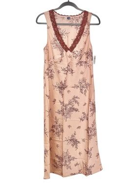 Old Navy Lace-Trim Satin Midi Dress Size M Cherry Bark New